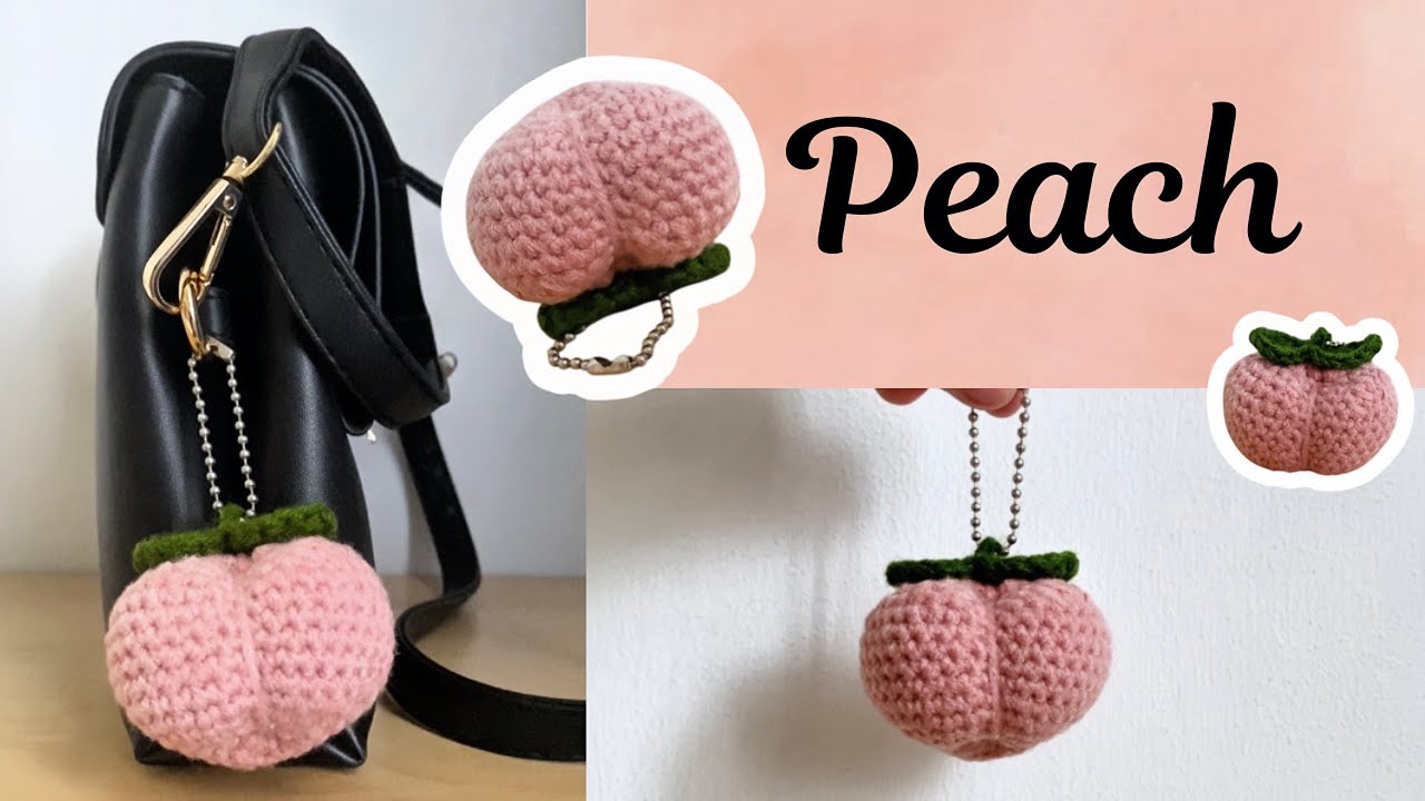 Crochet Peach | Handmade Peach Keychain | Cute Bag Charm