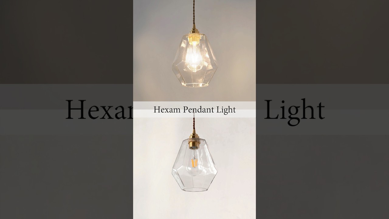アンティーク風の多面体ガラスシェード - ヘキサムペンダントライト
