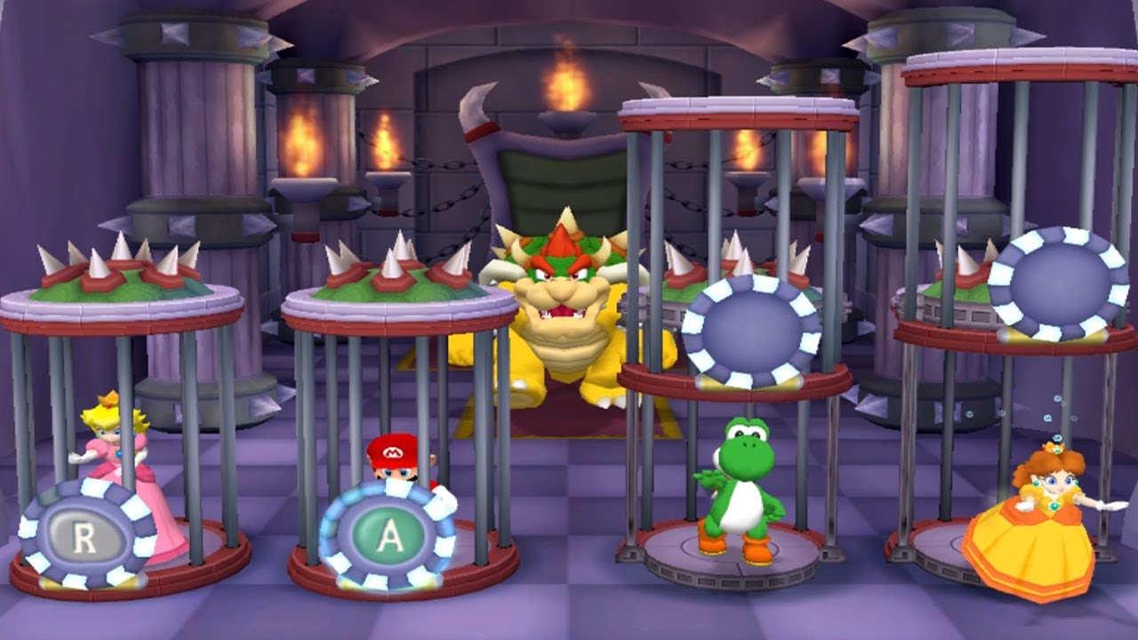 Mario Party 5 - 4 Player Minigames - Peach Mario Yoshi Daisy All