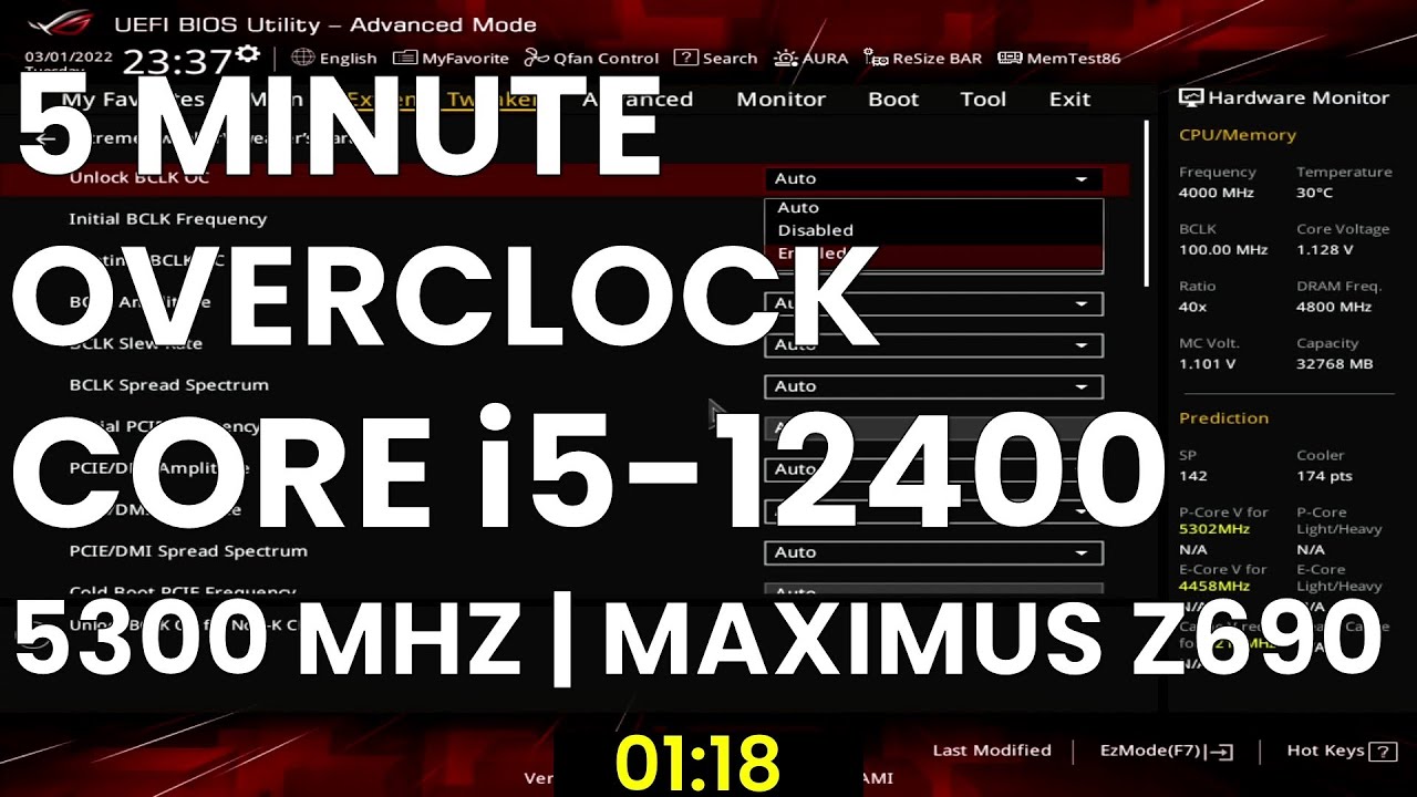 5 Minute Overclock: Intel Core i5-12400 to 5300 MHz - 5 Minute