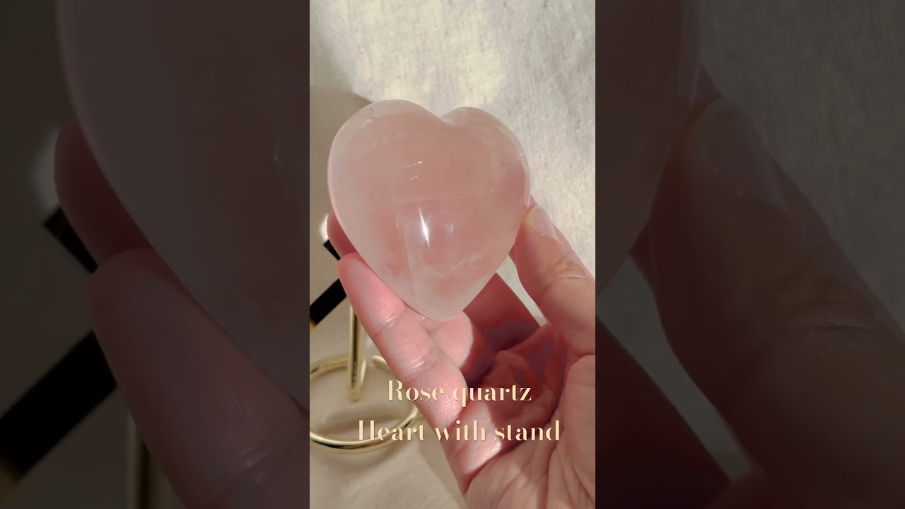ローズ クォーツ】ハート シェイプ スタンド付 ブラジル産 ROSE QUARTZ
