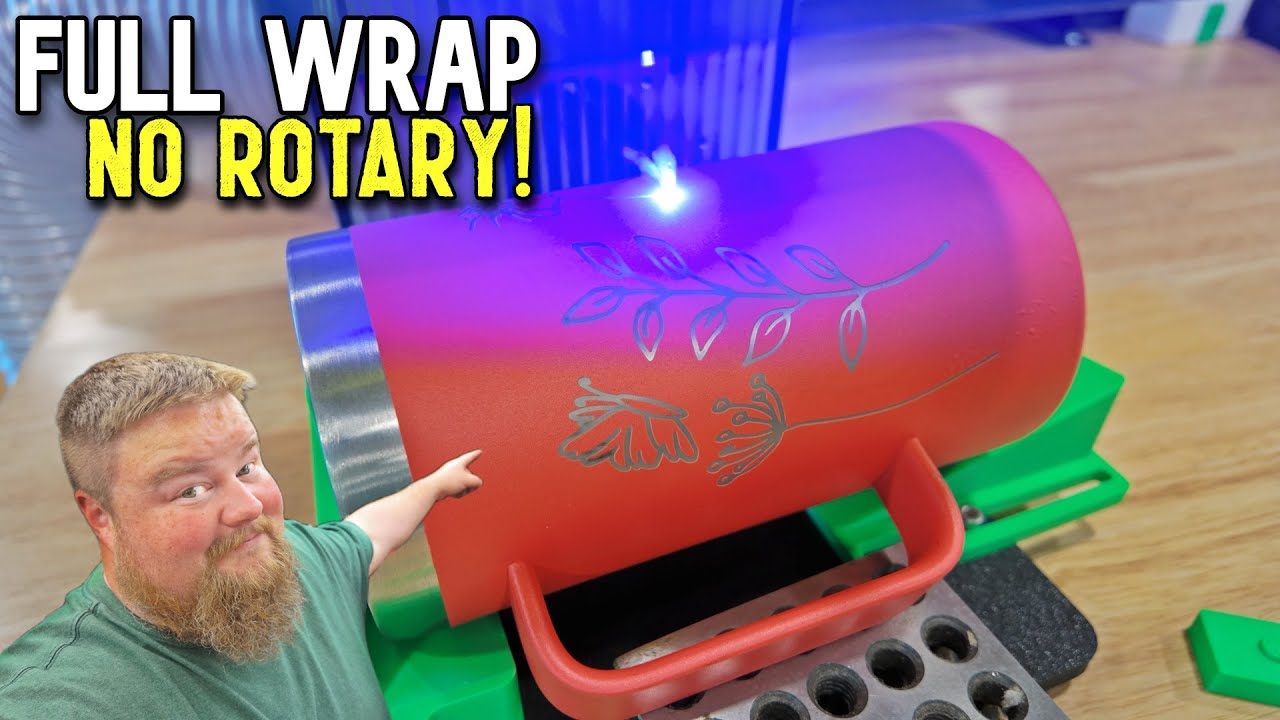 No-Rotary Engraving Hack for Tumbler Wraps on xTool F1 Laser