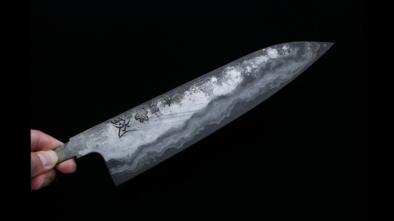 間中刃物 貴輔 牛刀 【黒琰- KOKU ENN】 青紙一号 積層（青紙2号+軟鉄