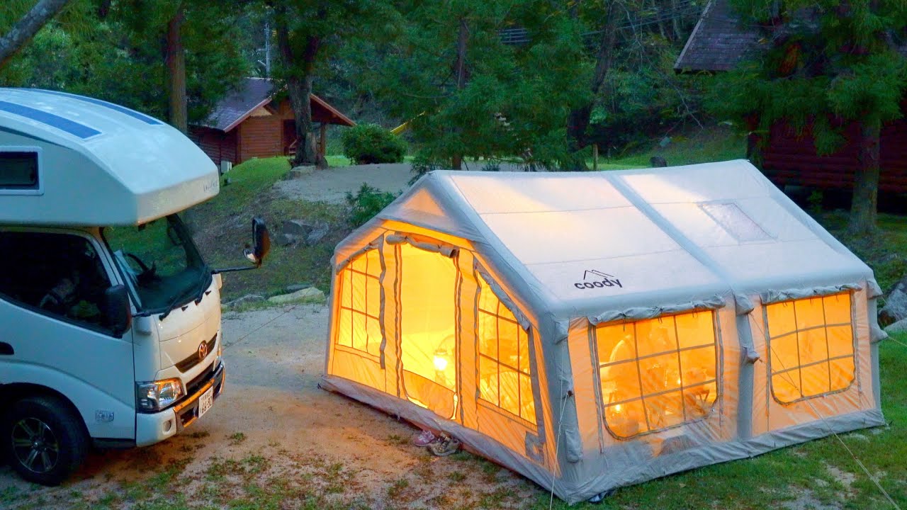 キャンピングカーとテントがあればどこでもグランピング施設‼︎琵琶湖