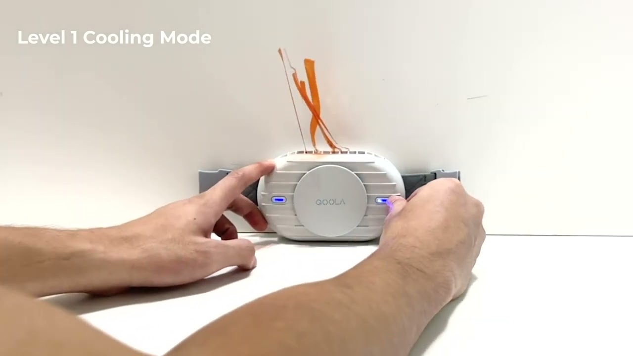 超超超コンパクト！ハンズフリーバンド付きハンディクーラー【QOOLA