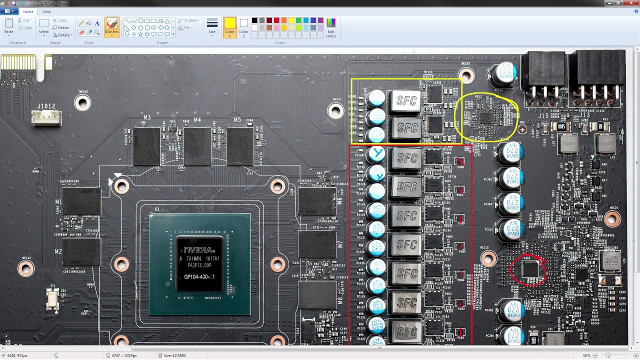 MSI GTX 1080 Gaming X PCB breakdown and power mods - YouTube