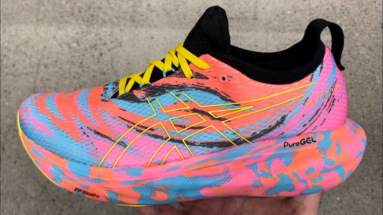 Asics Gel Nimbus 25 Aquarium Pink Yellow Running Shoes - YouTube