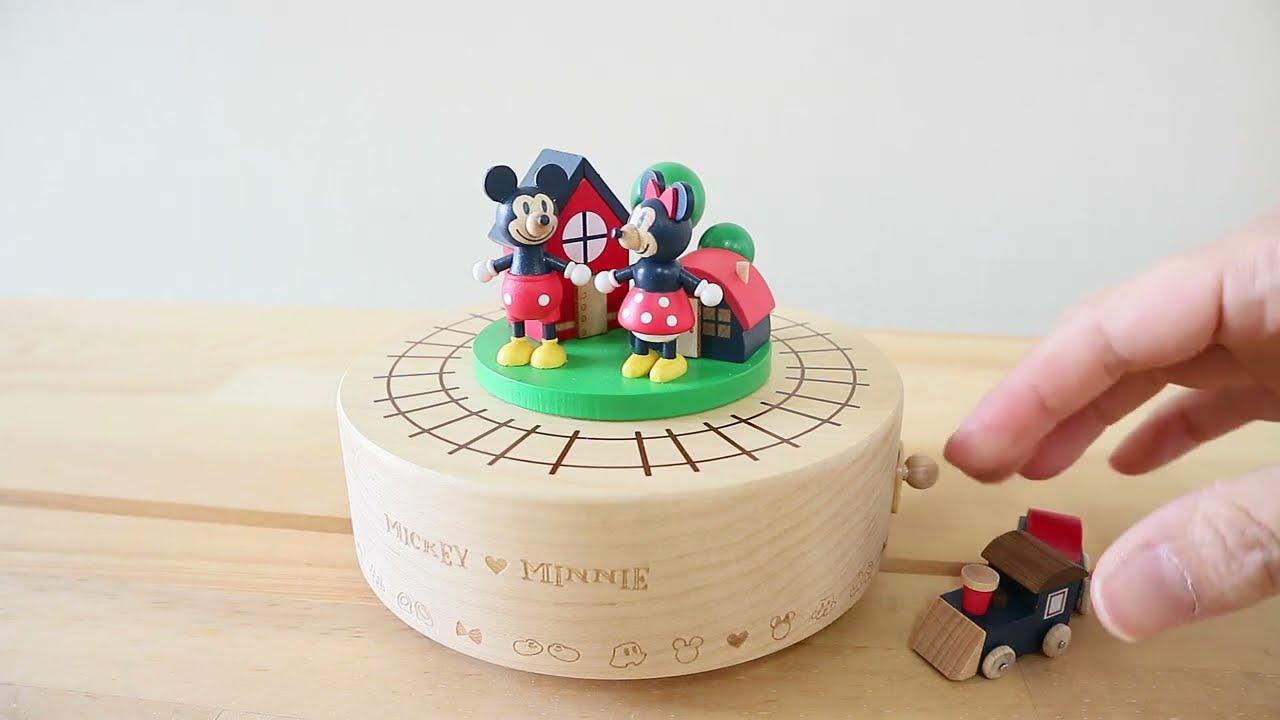 ディズニー 木製 オルゴール【ミッキー&ミニー機関車】既製品 ｜株式