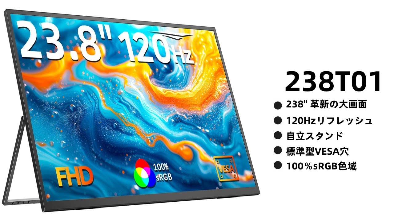 Newsoul モバイルモニター 23.8インチ モバイルディスプレイ 120HZ