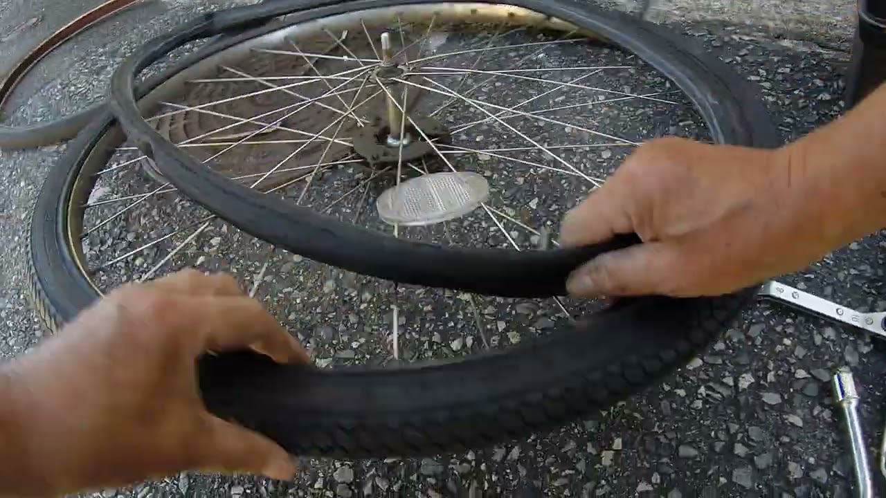 電動自転車前輪のタイヤ交換 - YouTube