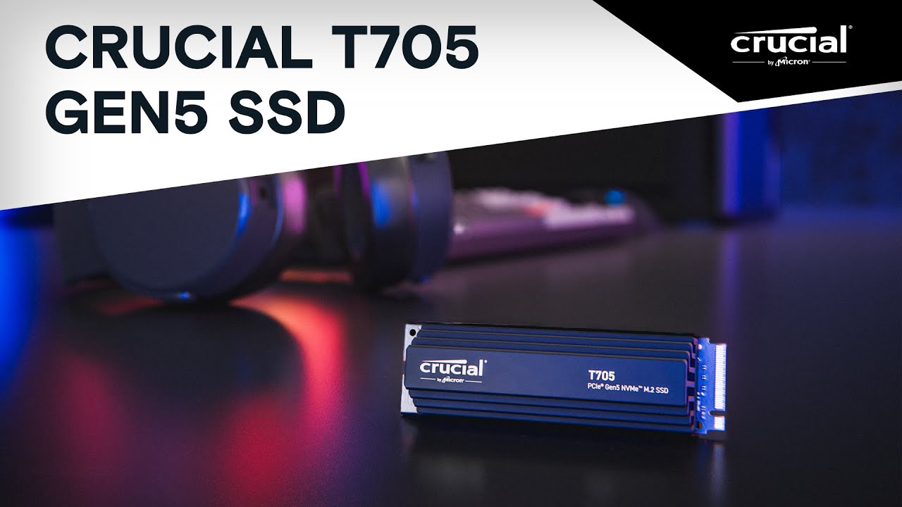 Crucial T705 2TB PCIe Gen5 NVMe M.2 SSD with heatsink
