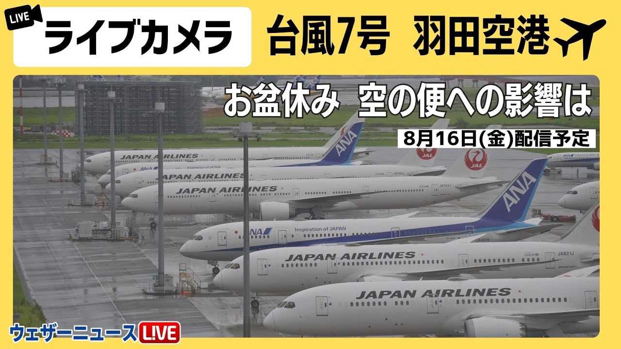 ライブカメラ】台風7号 東京・羽田空港 お盆休みの空の便への影響は 8
