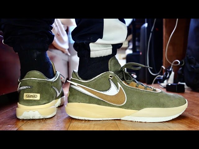 Nike LeBron 20 Olive Suede | On Feet | Detailed Look - YouTube