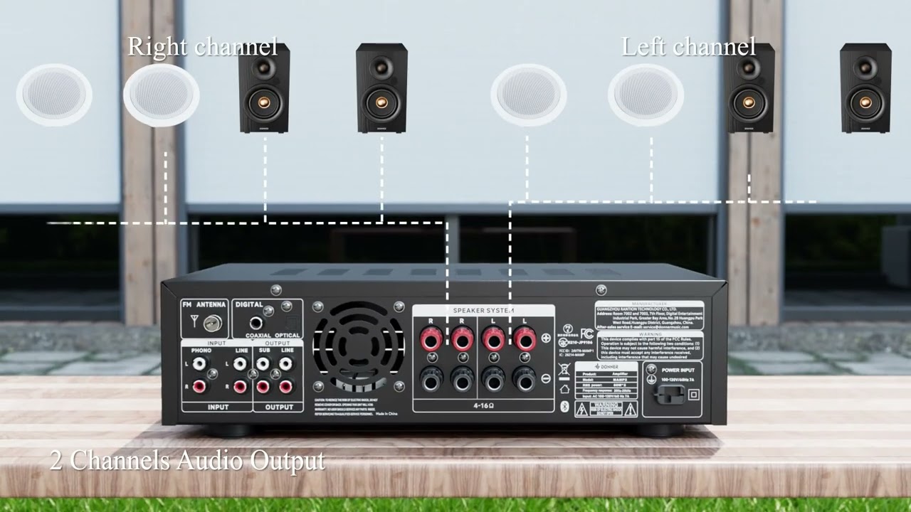 MAMP2ステレオアンプ600Wピーク2チャンネルBluetoothレシーバー Donner