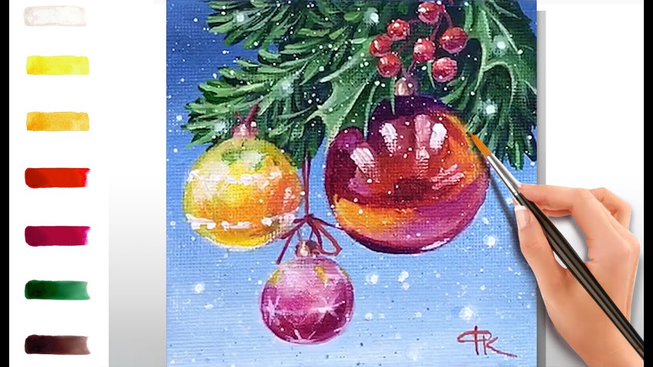 Christmas Ornaments. How yo paint🎨ACRYLIC tutorial DEMO - YouTube