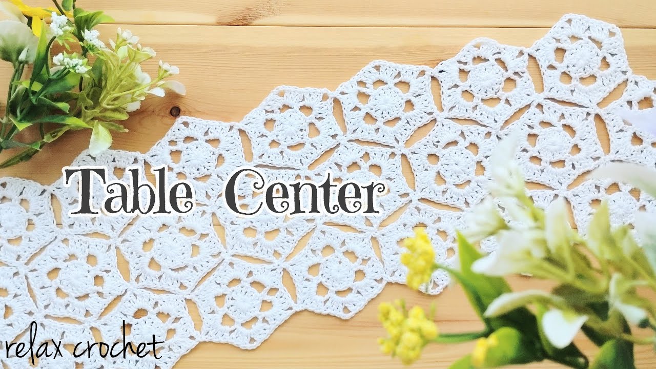 ヘキサゴンモチーフを繋いでテーブルセンター【かぎ針編み】 - YouTube