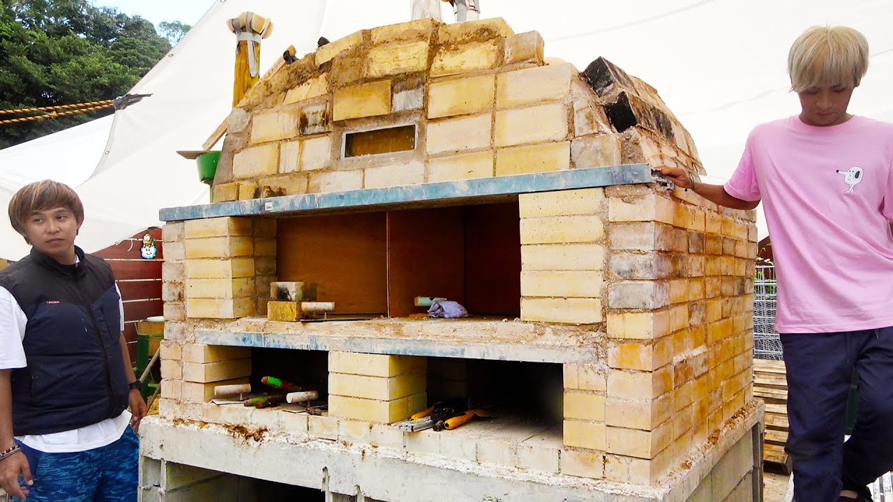 開口100cm！巨大ピザ窯の耐火レンガ積みが無事に終了！【巨大ピザ窯