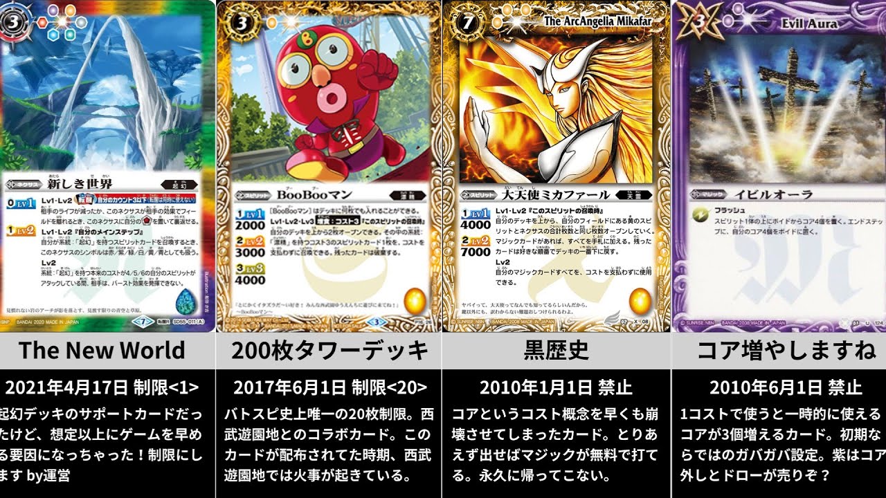 バトスピ】歴代全禁止・制限カードまとめ 2009年～2021年春 - YouTube