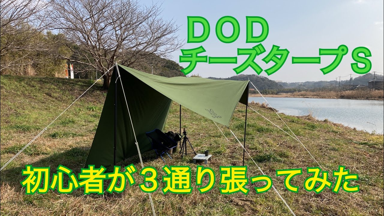 タープ張り方】キャンプ初心者がDODのチーズタープSを一人で3通り