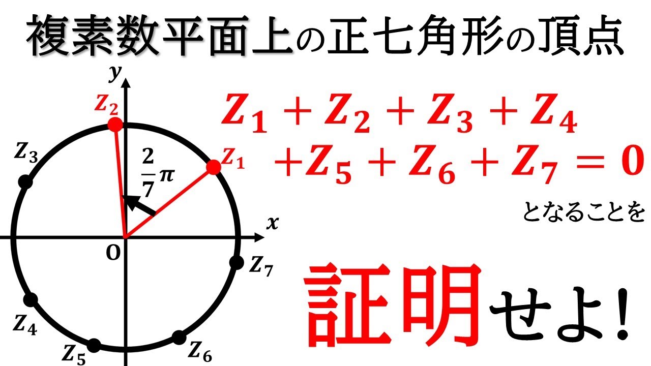 数Ⅲ】複素数平面上の正七角形の頂点の和を求める！【複素数平面