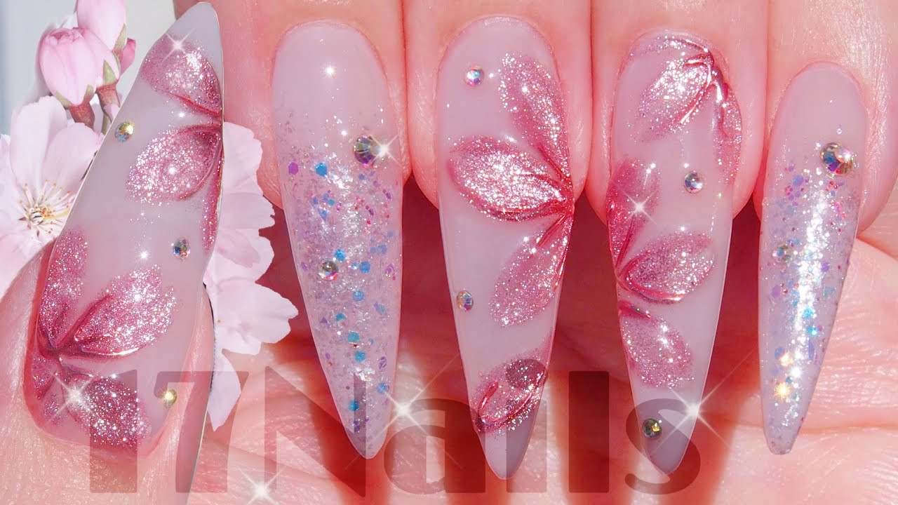 桜ネイル🌸マグネットジェル💅春ネイル☘️ぷっくりフラワーネイル