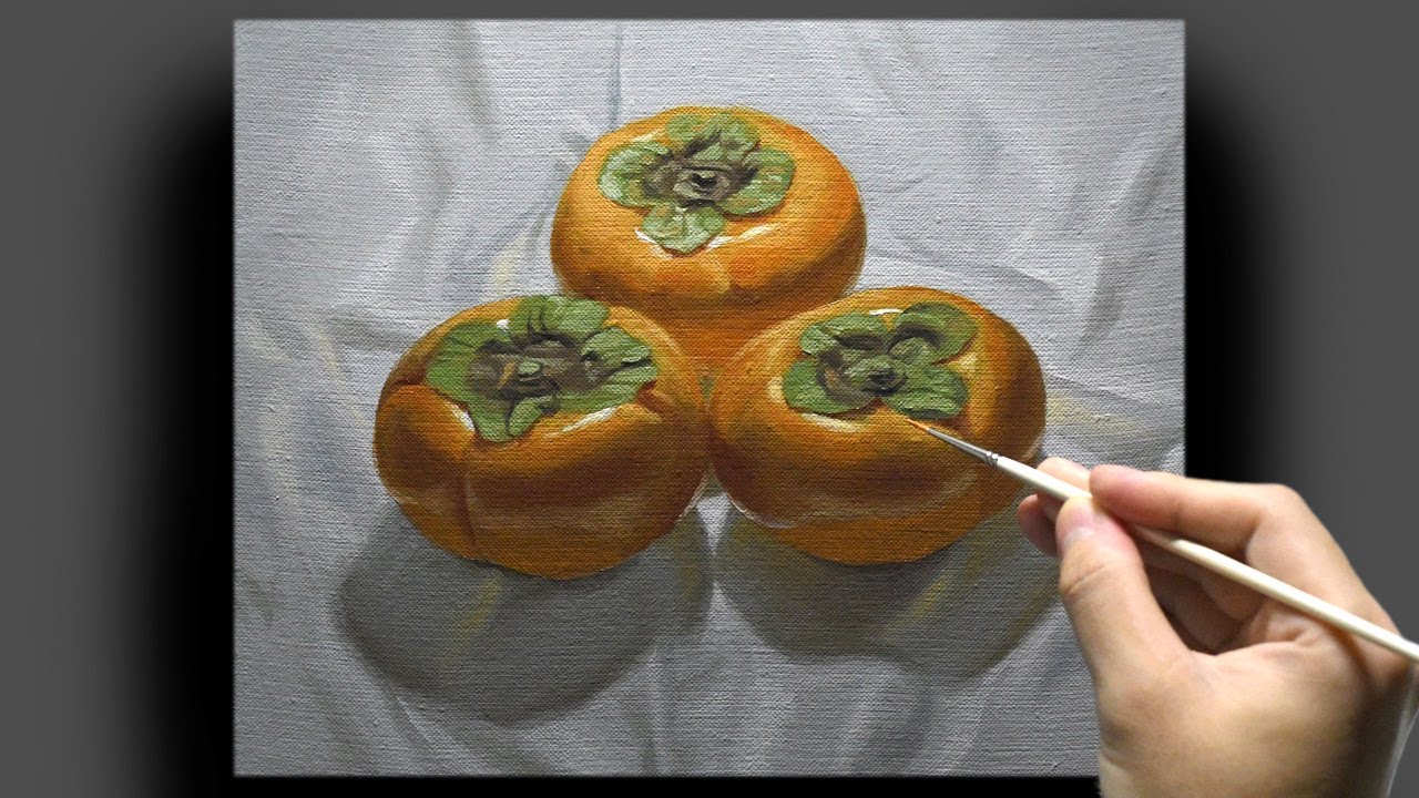 油絵] 2時間20分で描くリアルな柿のメイキング | 描き方 | Oil