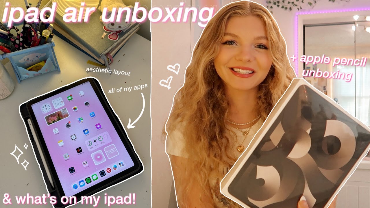 IPAD AIR 5 + APPLE PENCIL UNBOXING! & what's on my ipad, home