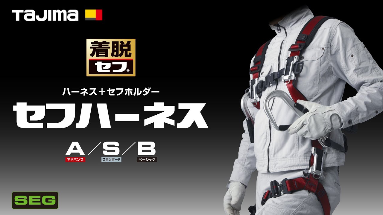 セフハーネスB 平ロープL4ダブルセット 黒｜【SEG】フルハーネス型