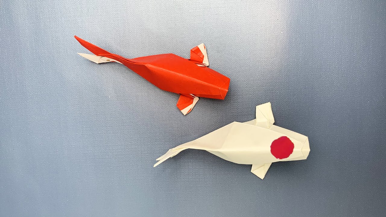 How to make an origami koi fish - 鯉魚折り紙 - YouTube