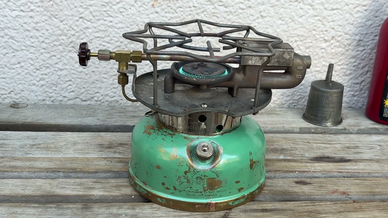 コールマン500 燃料タンククラック修理後の燃焼確認 - YouTube