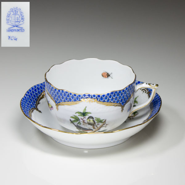 ヘレンドロスチャイルドバードブルースケールティーカップ＆ソーサー