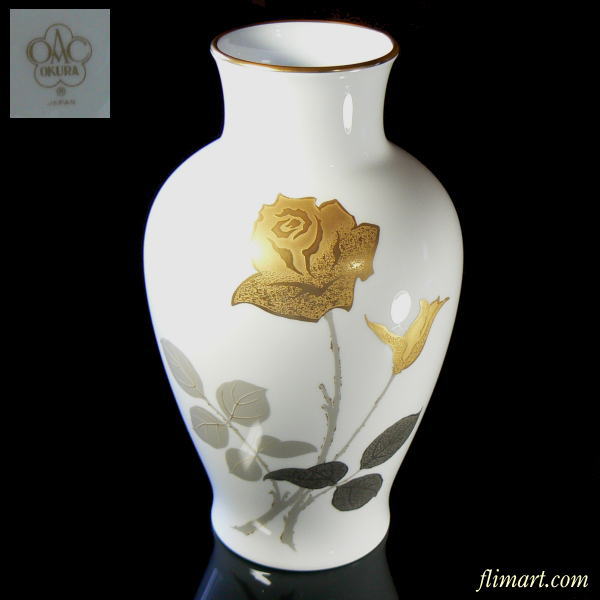 大倉陶園花瓶28cmタイプ金彩薔薇柄 | 和食器リサイクル通販専門店