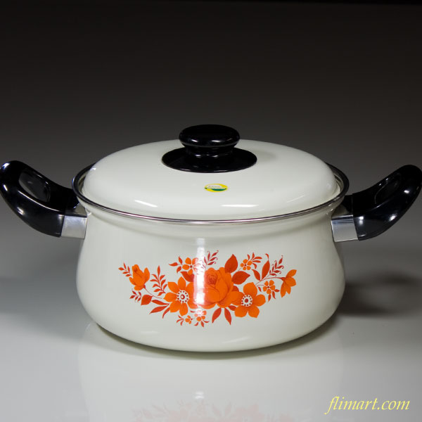 ホーロー両手鍋花柄薔薇柄 : 昭和レトロポップ食器雑貨通販