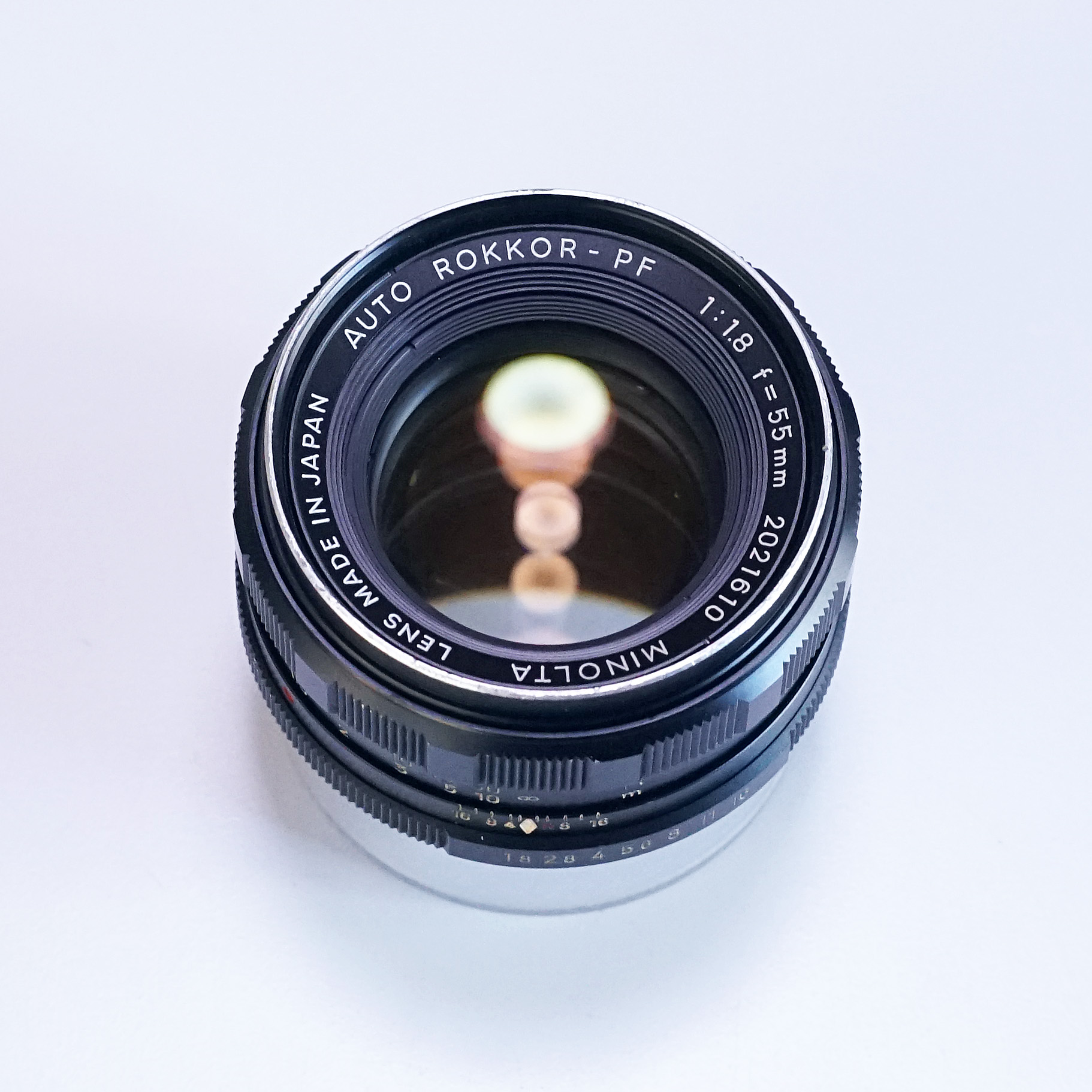 改造魔法ボケレンズ MINOLTA AUTO ROKKOR-PF 55mm F1.8 絞り込みレバー