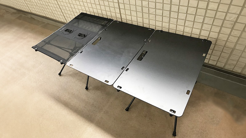 ヘリノックスのテーブルブリッジと天板単品のワークトップで連結！