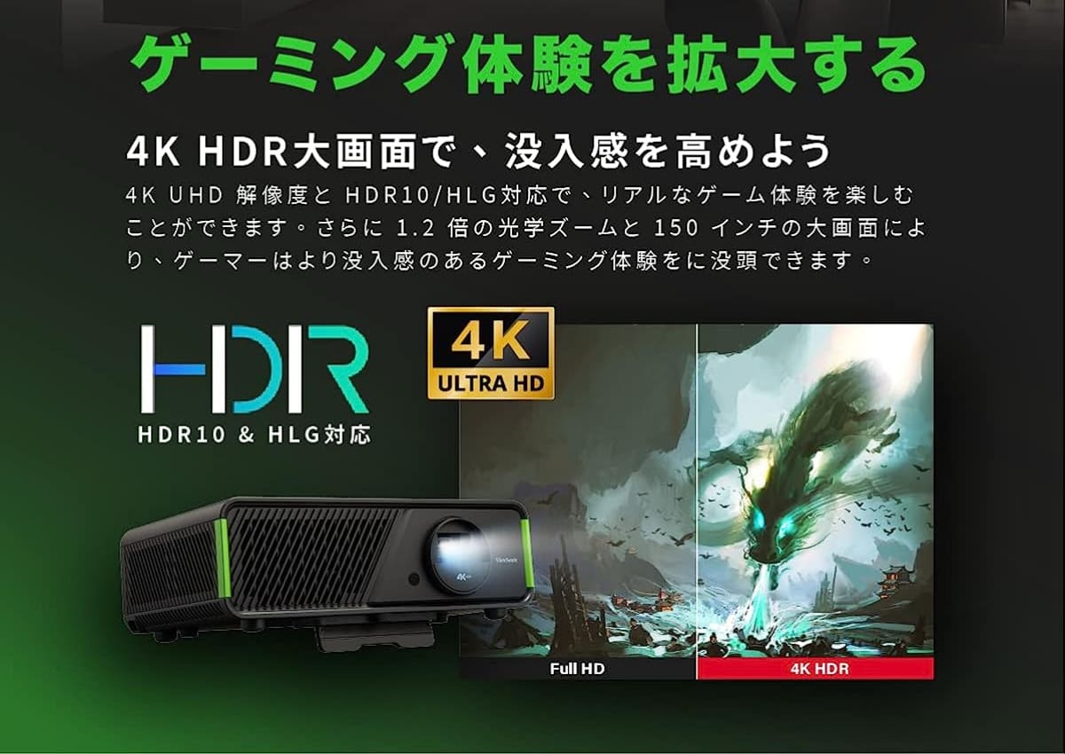 240Hz&4.2msで20万円切り！世界初のXbox認定ゲーミングプロジェクター