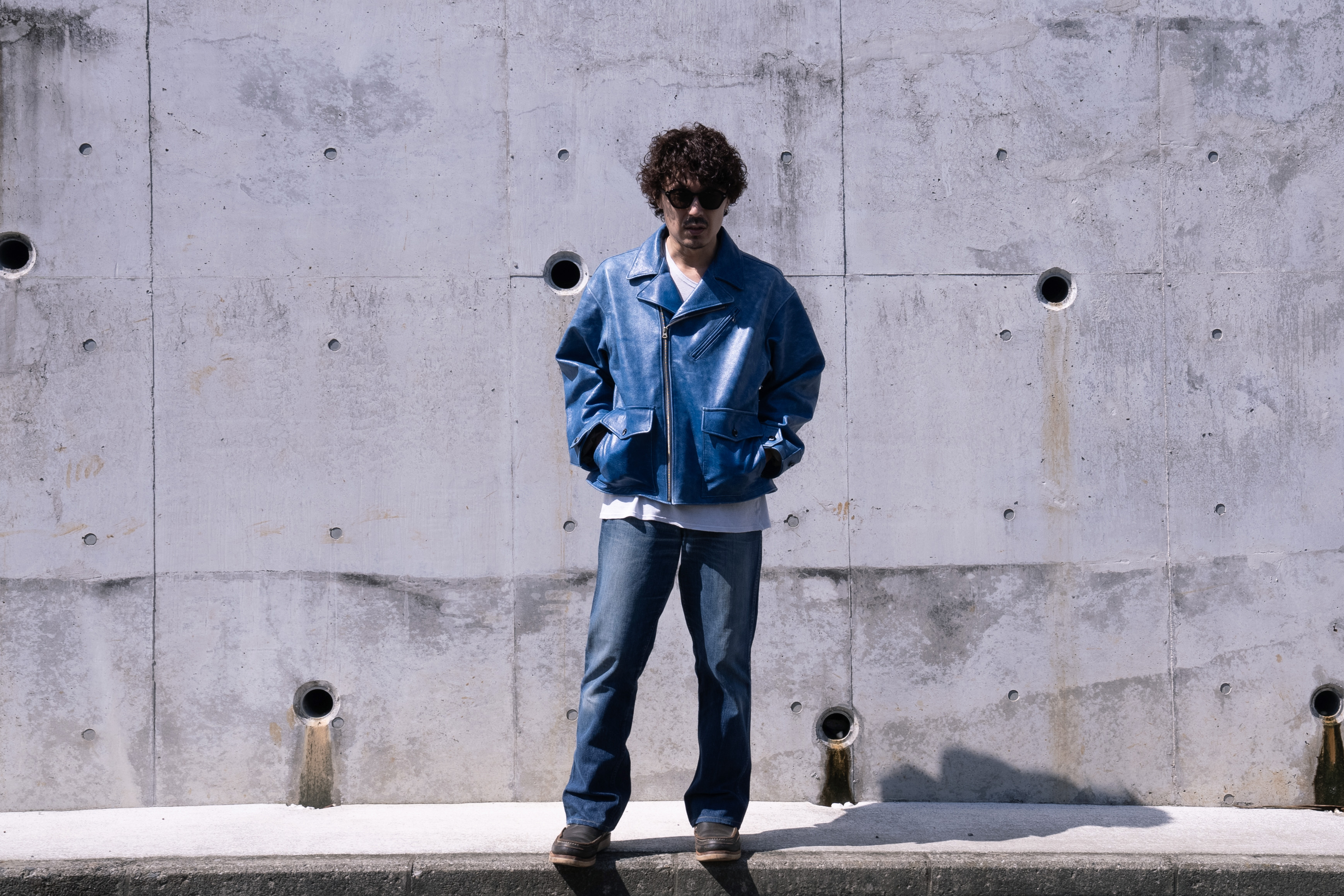 Crack leather double wide jacket – Varde77 official site