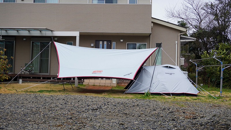497【キャンプ】ツーリングドームLX+とヘキサタープMDX＋で、雨