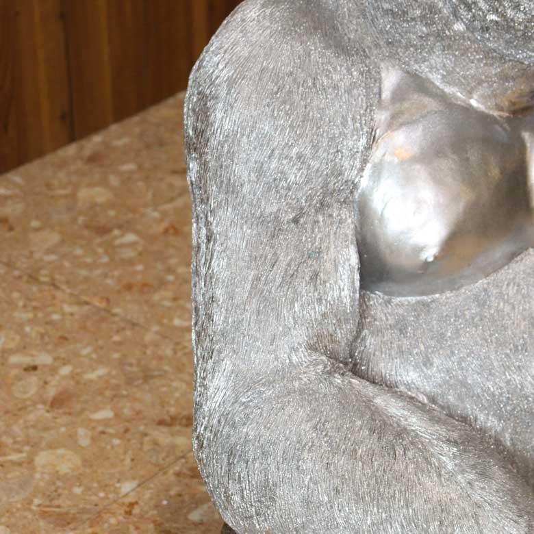 ゴリラ 91cm シルバー オブジェ 特大 置物 コング オーナメント リアル