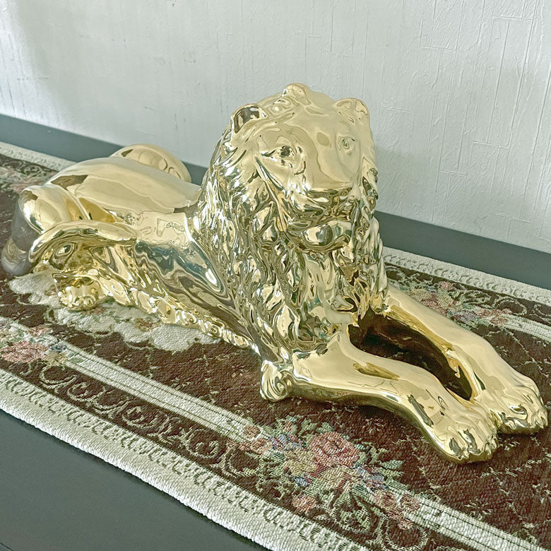 イタリア ライオン AHURA 陶器 置物 オブジェ 風水 縁起物 獅子