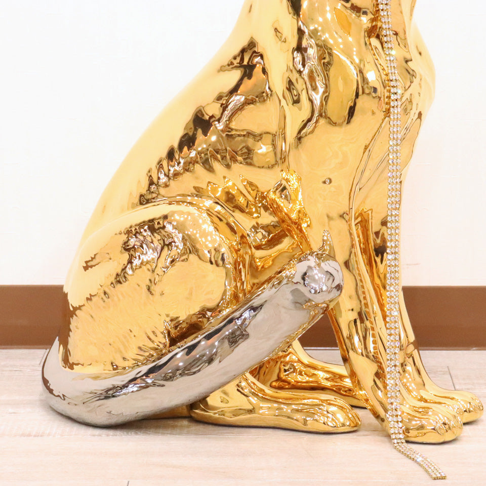 イタリア レオパード AHURA 陶器 置物 オブジェ 風水 縁起物 パンサー