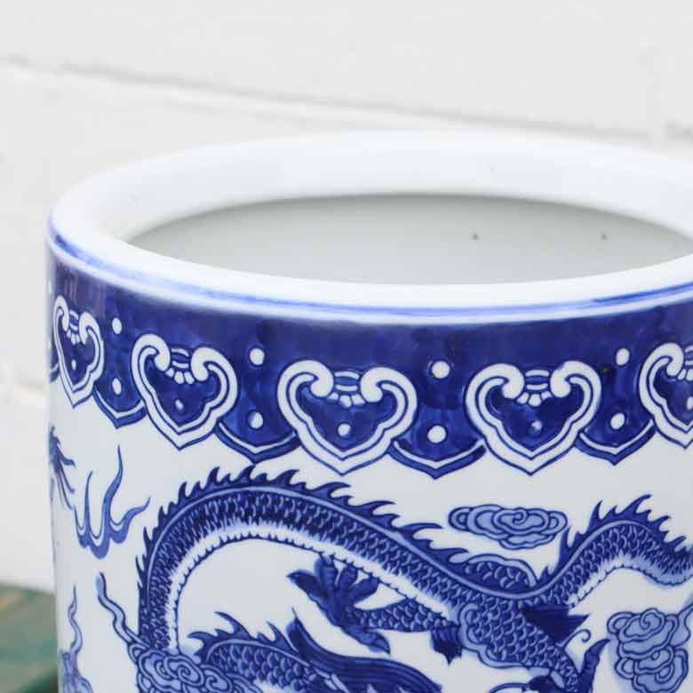 傘立て アンブレラスタンド 陶器製 龍 アジアン レトロ シノワズリ