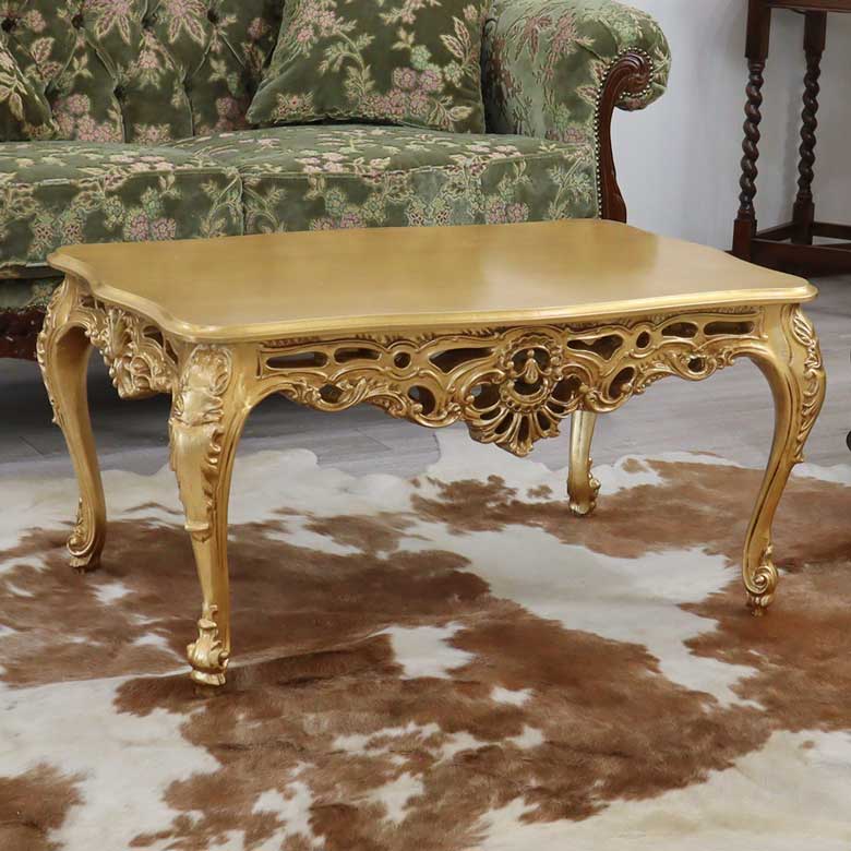 リビングテーブル ゴールド 84cm ローテーブル 猫脚 イタリア DIBIASE