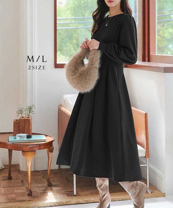 長袖／半袖 ウエストタックワンピース [E3315] | 神戸レタス(KOBE