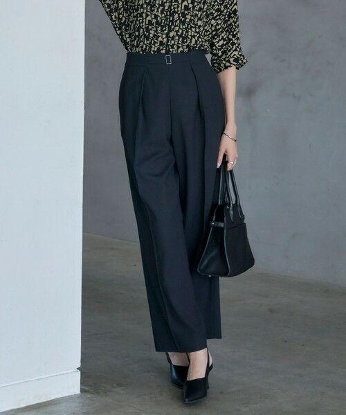 セール】 【洗える】ウール2WAYストレッチ ワイドストレートパンツ