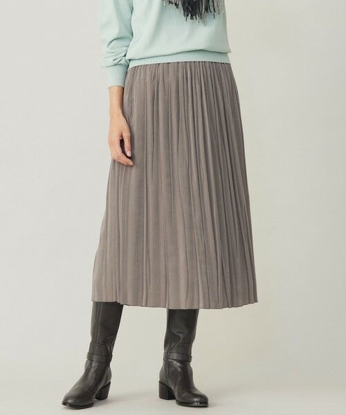 セール】 【洗える】マロンサテン ランダムプリーツ スカート （ロング
