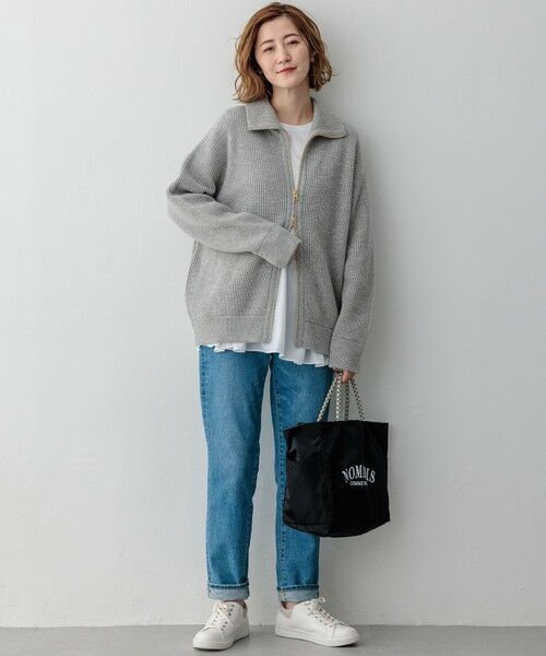 セール】 【洗える】カシミヤブレンド ジップアップ ニットブルゾン