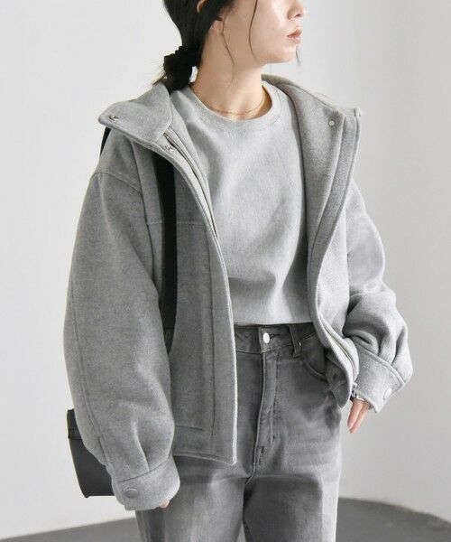 セール】 quaranciel: メルトン スタンドカラー ジップ ブルゾン