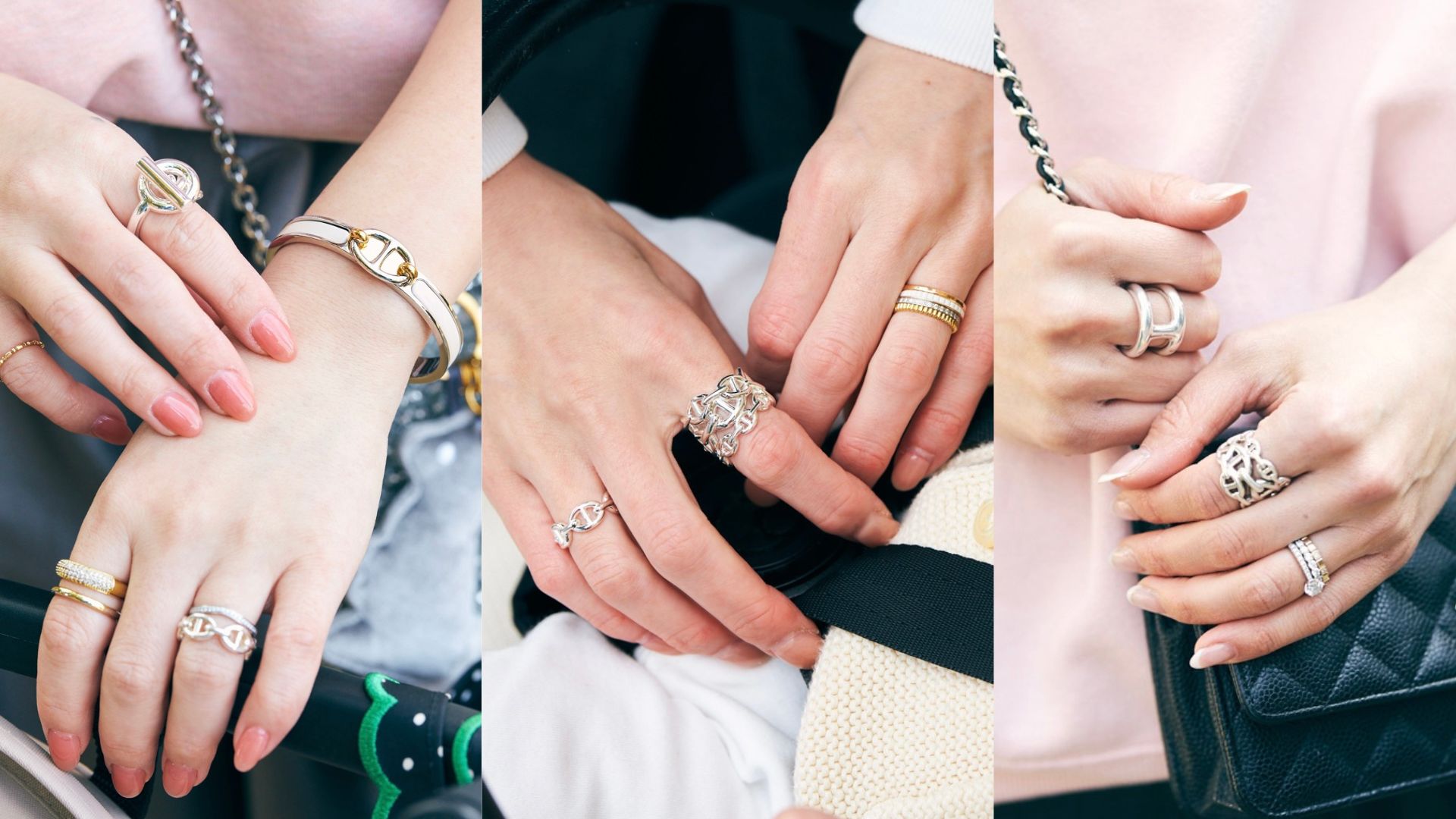 カジュアルママの手元に【エルメスのシェーヌ・ダンクル】！2個づけ派