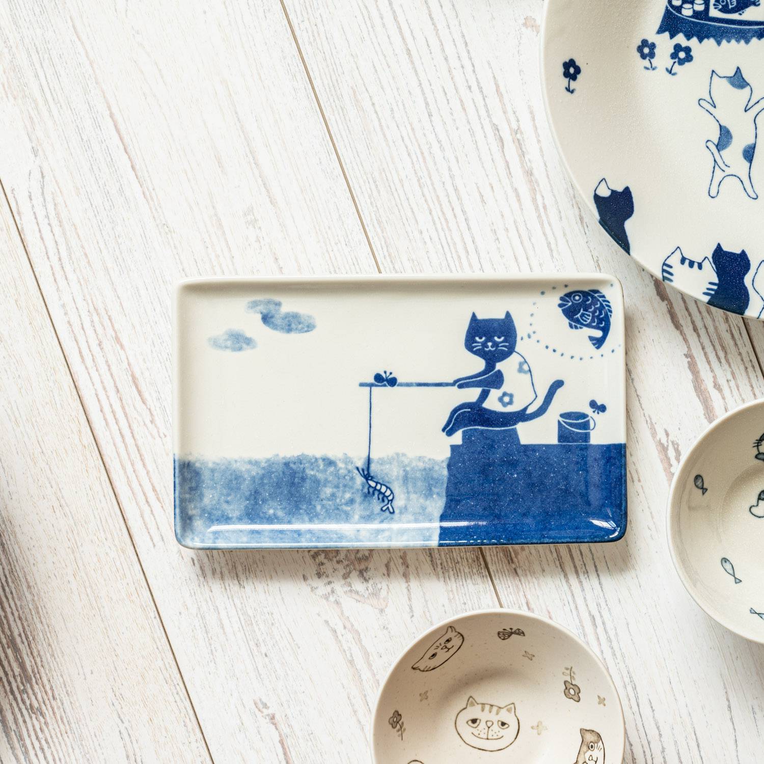 もっと ねこまるけ エビデタイ 21.5cm長角皿[定番] - 業務用食器販売用